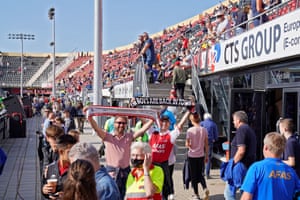 Fans at the AFAS Stadium enjoy the atmosphere ahead of the start of the Dutch Eredivisie match between AZ Alkmaar v PEC Zwolle on 19 September.