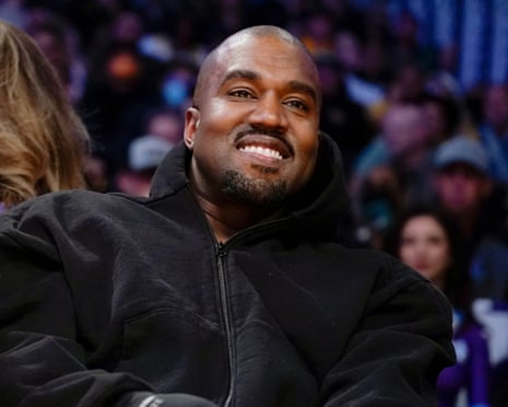 Kanye West performing on stage