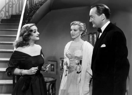 Monroe with Bette Davis and George Sanders in All About Eve, 1950.