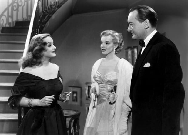 Monroe with Bette Davis and George Sanders in All About Eve, 1950.