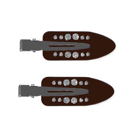 A pair of NORA clips in Jewelled Metallic Chocolate