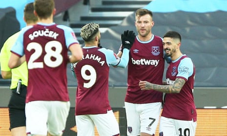 Andriy Yarmolenko shows his delight after scoring West Ham’s second goal against Doncaster Rovers.