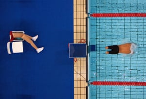 Avi Torres of Spain sets off at the start of the 200m freestyle heats in the Paralympic Games, Athens, 2004