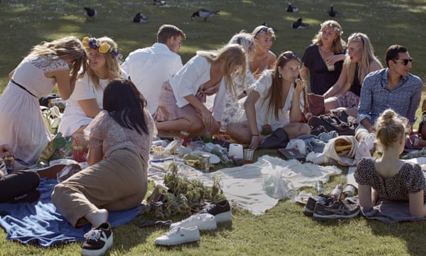 A picnic during the annual midsummer celebrations in Stockholm