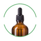 Beauty dropper cut-out inside green-rimmed circle
