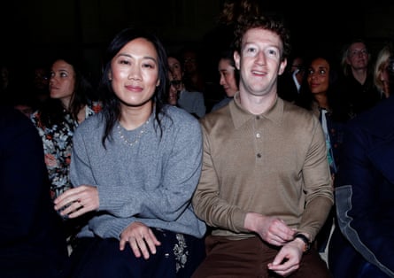Mark Zuckerberg and his wife, Priscilla Chan, attend a Prada show during Milan fashion week in 2026.