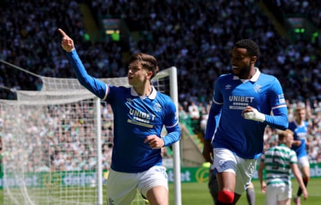 Rangers' Mikey Moore (left) celebrates after scoring his sides first goal