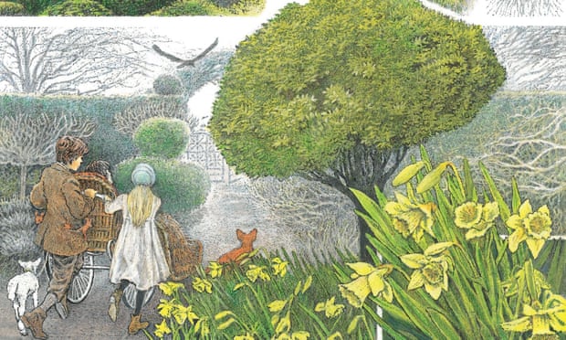 An illustration for The Secret Garden by Inga Moore, on display at the Garden Museum.