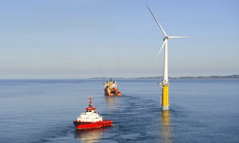 The world’s first floating full-scale offshore wind turbine, pictured off the coast of Norway.