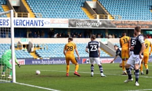 Mathieu Smith of Millwall scores his team’s first goal.