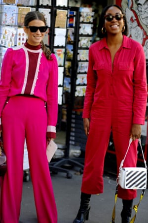 Colour blocking at Paris fashion week.