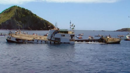 The sinking of the Rainbow Warrior.