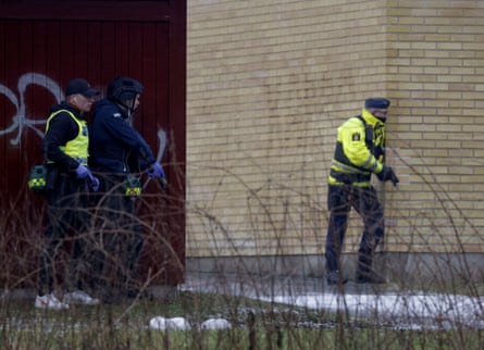 Police at the scene of the incident in Örebro.