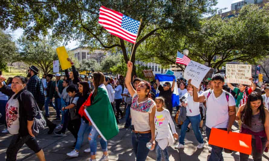 Protesters on a ‘Day without Immigrants’ march in Austin, Texas, February 2017