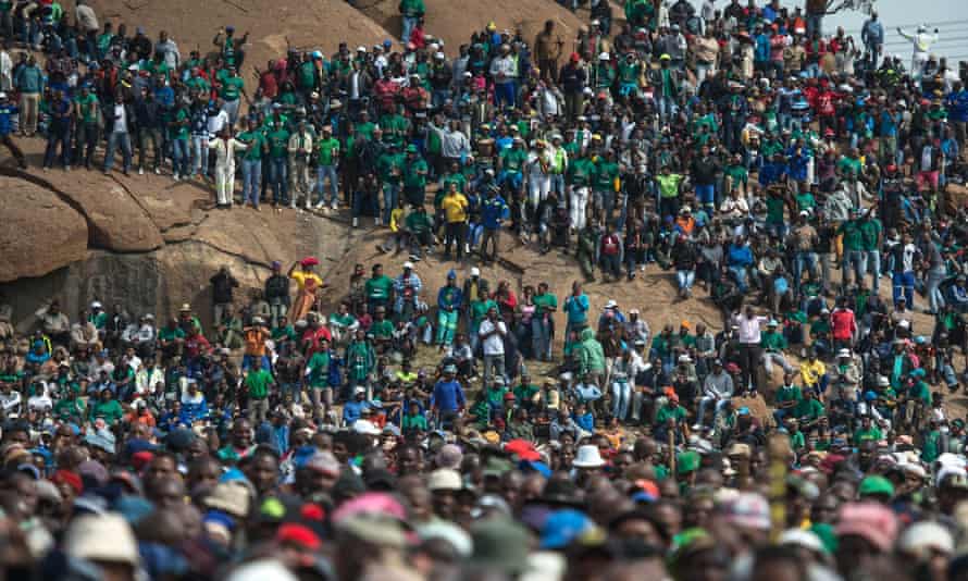 An anniversary rally to commemorate the Marikana massacre in South Africa, brilliantly covered by the Daily Maverick