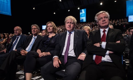 Damian Green, Philip Hammond, Amber Rudd, Boris Johnson and David Davis at the Tory conference.