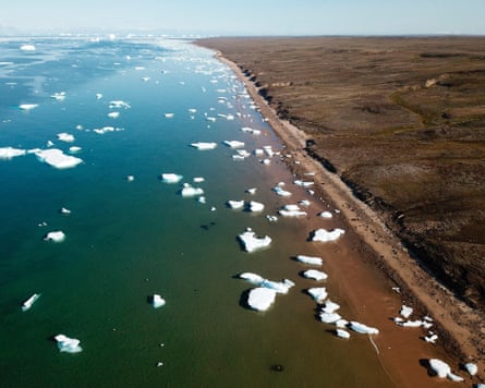 Aerial photograph of the coast of Jameson Land in north-east Greenland