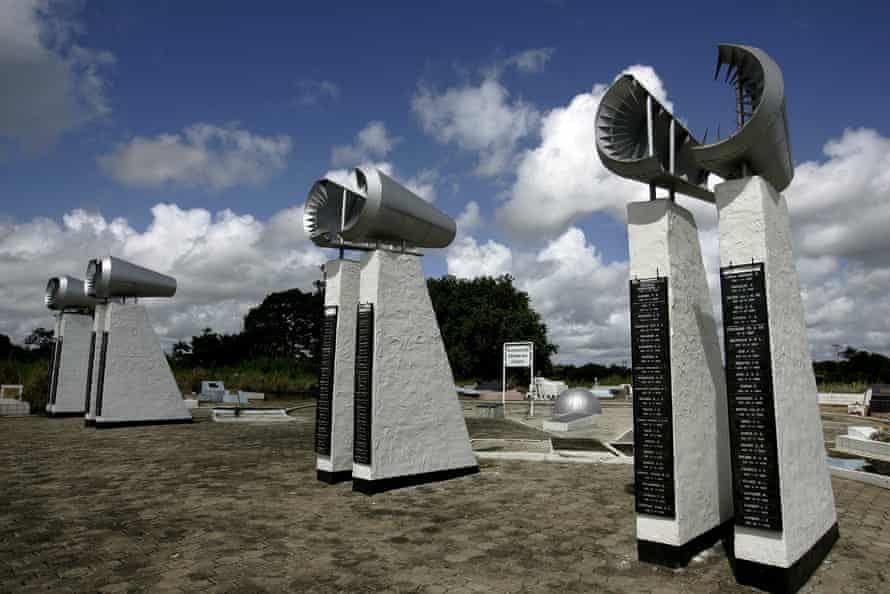 A monument at Rusthof Cemetery in Paramaribo honouring those that died in the disaster.