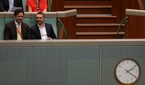 The former Liberal member for Longman Wyatt Roy watches question time.
