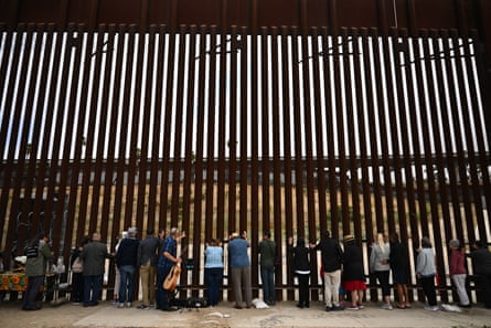 The stretch of wall at the US-Mexico border in San Diego, California, where people meet and pray.