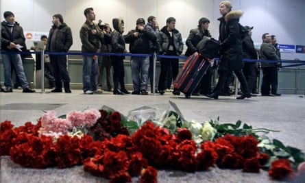 Flowers laid at Domodedovo airport the day after 37 people were killed in suicide blast in January 2011.
