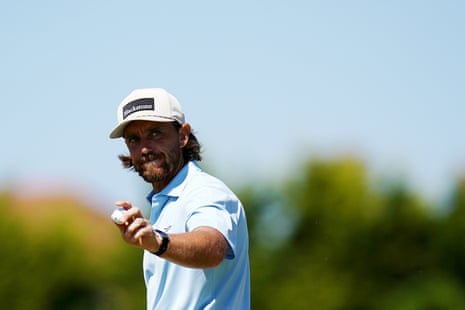 Tommy Fleetwood after a birdie on the fifth