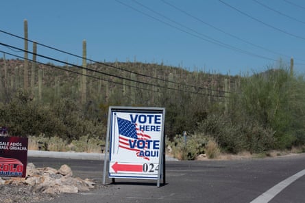 A polling station in Tucson, Arizona, where voters head to a consequential primary election.