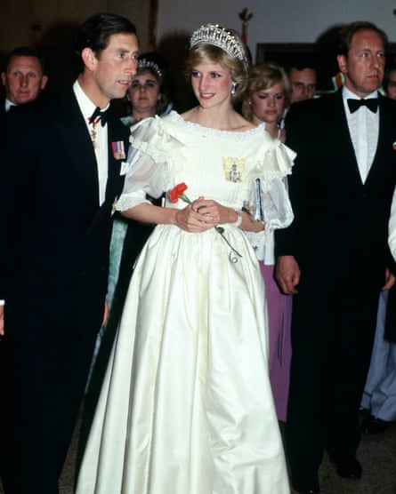 On an official tour of Canada with Prince Charles, Princess Diana wears a dress by Gina Fratini