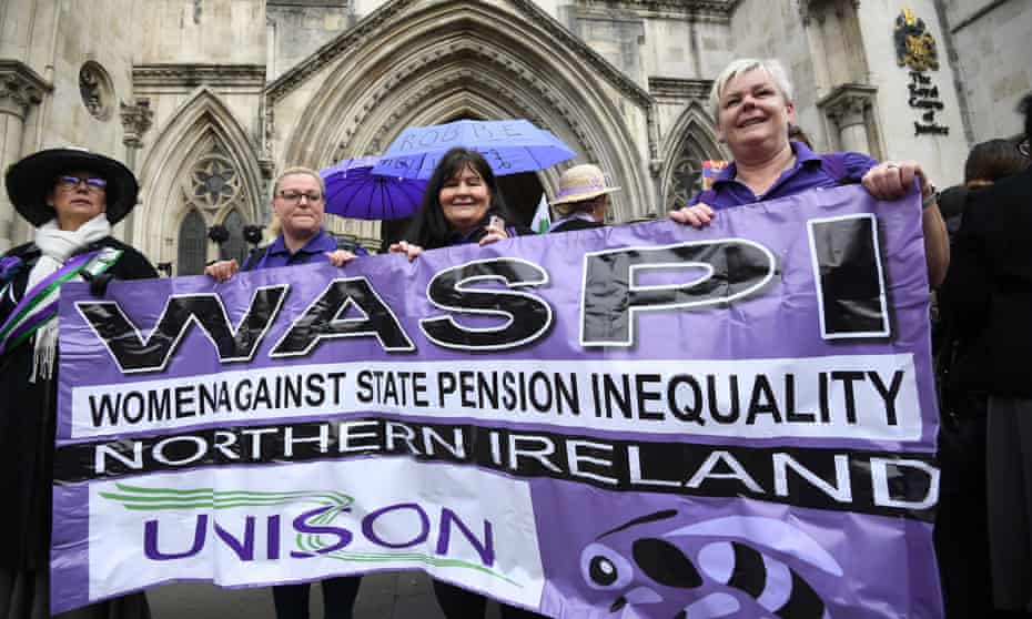 Waspi campaigners outside the Royal Courts of Justice in London.