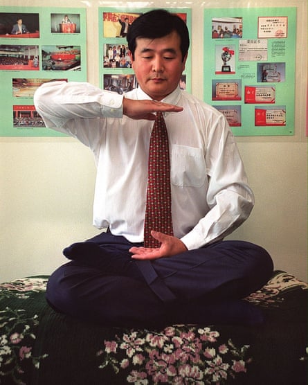 Li Hongzhi, the leader of Falun Gong, in New York in 1999.