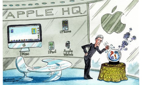 Cartoon of Apple's Tim Cook with a crystal ball