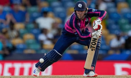 Scotland’s captain, Richie Berrington, bats against Namibia.