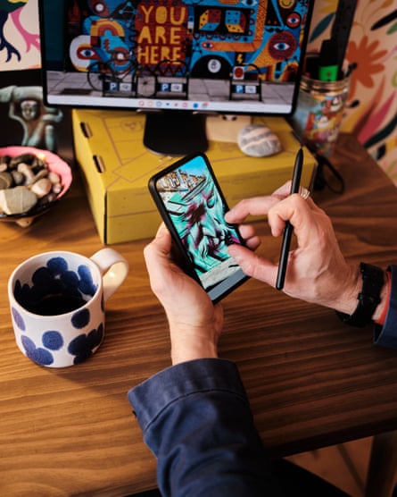 Olhando fotos no Galaxy