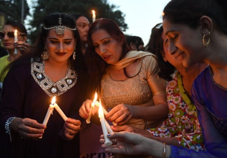Trans activists take part in a demonstration in Karachi, Pakistan