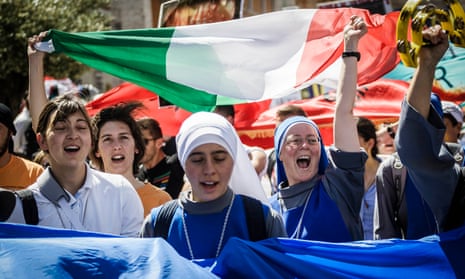 Supporters of pro-life organisations take part in an annual anti-abortion rally in Rome.