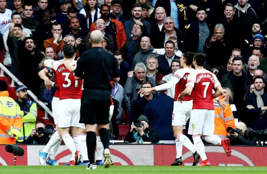 The banana is clearly visible in mid-air in this photo. It was thrown after Pierre-Emerick Aubameyang had given Arsenal a 1-0 lead.