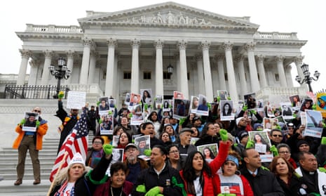 Supporters of the Dreamers rally on the Senate steps in Washington on 6 December 2017. 