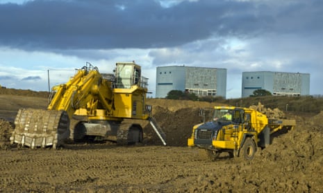 Earthworks in preparation for the construction of EDF energy’s Hinkley Point C nuclear power station in Somerset, south-west England.