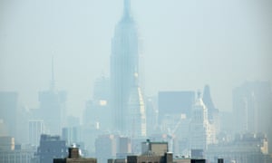 Smog covers midtown Manhattan in New York City.