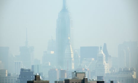 Smog covers midtown Manhattan in New York City. 