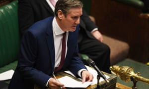 Labour leader Sir Keir Starmer during Prime Minister’s Questions in the House of Commons on 6 May.
