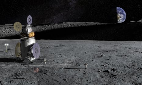 Artist’s impression of lunar exploration at the south pole crater.
