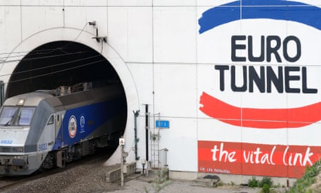 Eurowunnel train coming out of the Channel Tunnel