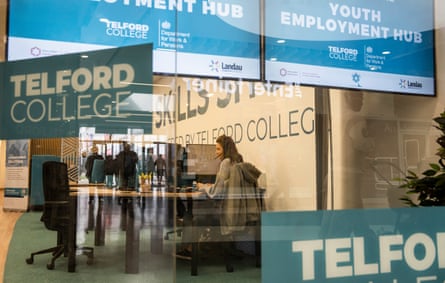 A new youth employment hub in Telford shopping centre aims to connect young people with education, local employers and mentors. Photograph: Andrew Fox/The Guardian