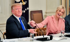 Ivanka and Donald Trump at the White House in March. Ivanka Trump’s tweet included the campaign slogan ‘Make America Great Again’ and claimed ‘the best is yet to come’.