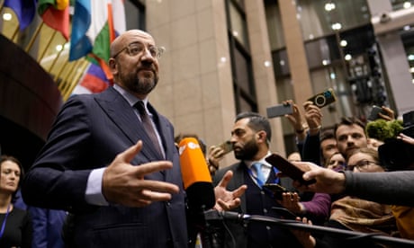 The European council president, Charles Michel, announcing, on 14 December, the decision to open accession negotiations with Ukraine and Moldova.
