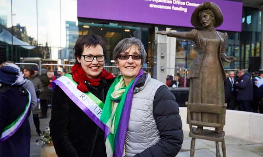 Hazel Reeves and Helen Pankhurst pose with ‘Our Emmeline’.