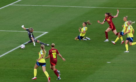 Jule Brand scores the opening goal for Germany.