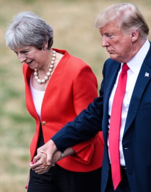 President Donald Trump and Prime Minister Theresa May arrive for their press conference.