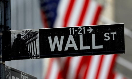 A sign for Wall Street outside the New York Stock Exchange in Manhattan.